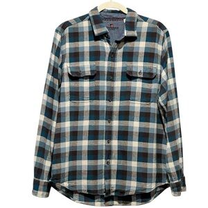 Woolrich Plaid Cotton Blue/Black Flannel Size M